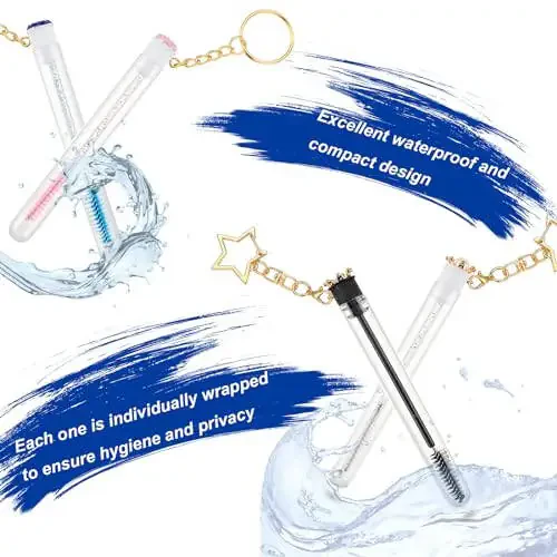 Набор из 48 одноразовых щеток для туши Upgrade, Красивая тушь с бриллиантами для женщин и девушек - Включает 24 шт. Кристальных спооли для ресниц и 24 шт. Многоразовые пустые трубки для ресниц с брелоком - 4