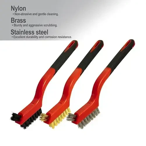 Набор из 6 проволочных щеток, из нержавеющей стали/латуни/нейлона для чистки ржавчины, сварных швов, удаления краски и грязи. - Generic