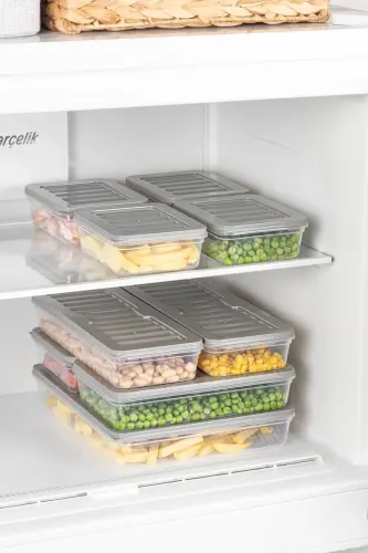 Набор из 9 контейнеров Freshbox для хранения в микроволновой печи и морозильнике Серый - 5
