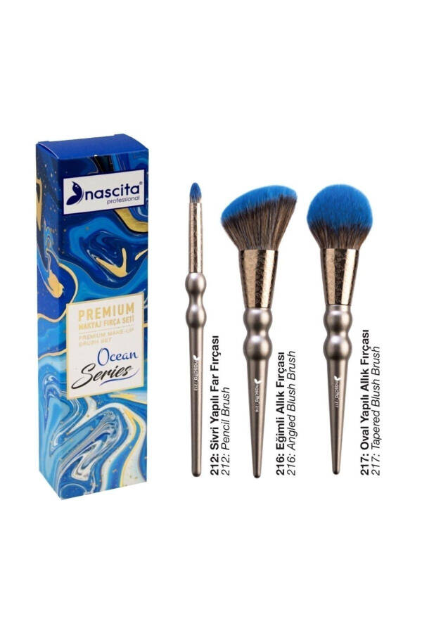 Набор кистей для макияжа Ocean 3 штуки Nasbrushset123 - 1