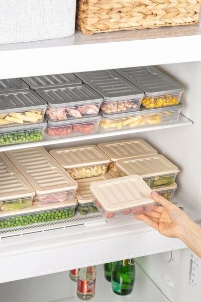 Набор контейнеров для хранения Freshbox из 6 предметов, пригодный для микроволновой печи и морозильной камеры, 4 кремовых - 5