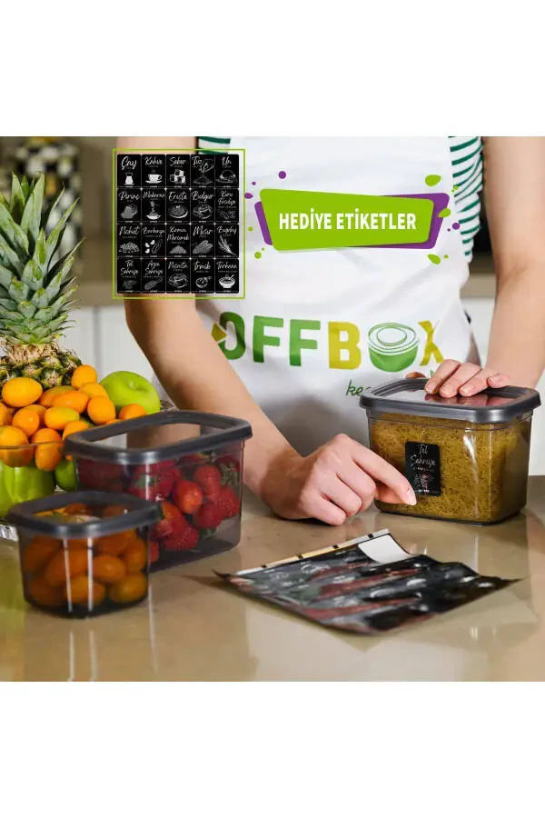 Набор контейнеров для хранения продуктов, бобовых и специй 24 штуки 48 секций 0,55-1,2-1,7 литра квадратные с 40 этикетками в подарок - 7