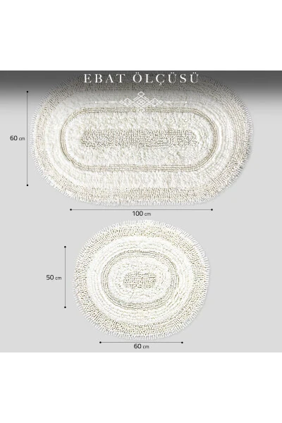 Набор ковриков для ванной Macoroni Oval Cream, 2 шт., натуральный хлопок, коврик для унитаза. - 7