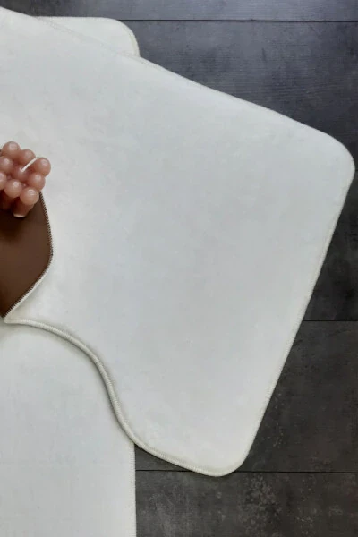 Набор ковриков для ванной Ultrasoft, 3 штуки, плоский, кремовый цвет, нескользящее основание, машинная стирка, комплект для унитаза - 5