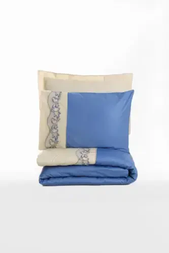 Набор постельного белья Cotton Box Brode с вышивкой из сатина на две персоны Amaya Beige - 4