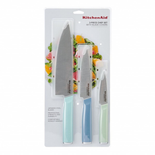 Набор поварских ножей KitchenAid Classic из 3 предметов из нержавеющей стали, синий бархат, фисташковый, минеральная вода - 11