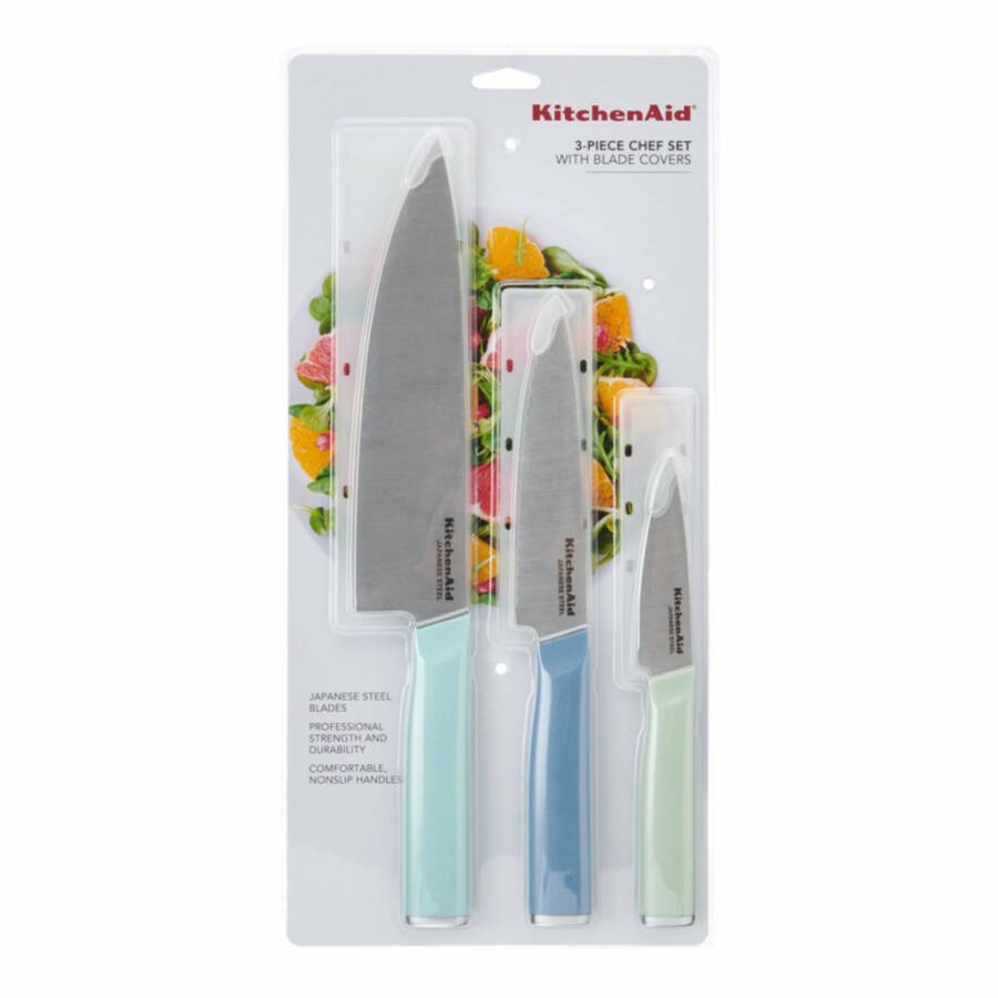 Набор поварских ножей KitchenAid Classic из 3 предметов из нержавеющей стали, синий бархат, фисташковый, минеральная вода - 11