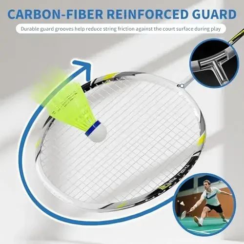 Набор ракеток для бадминтона Senston, 2 шт., ракетки для бадминтона с графитовым стержнем, включая сумку для бадминтона, 2 воланчика для бадминтона, 2 рукоятки для ракетки - SENSTON (1)