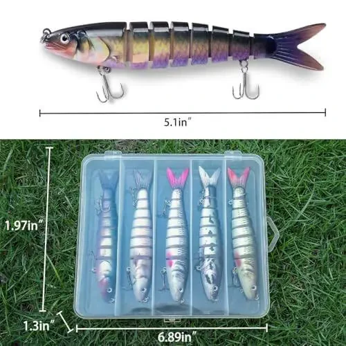 Набор рыболовных приманок Поверхностные приманки для окуня Рыболовные приманки Медленно тонущие плавающие приманки Многосоставные воблеры Реалистичная твердая приманка Форель окунь - 7