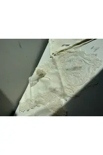 Набор столовых скатертей Demet Ecru на 12 персон, 26 предметов, с французским кружевом, для приданого - 6