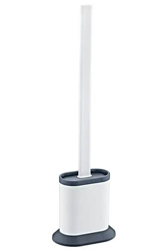 Набор туалетных щеток с антибактериальными силиконовыми наконечниками - щетка для чистки туалетов и унитазов - белый - 2