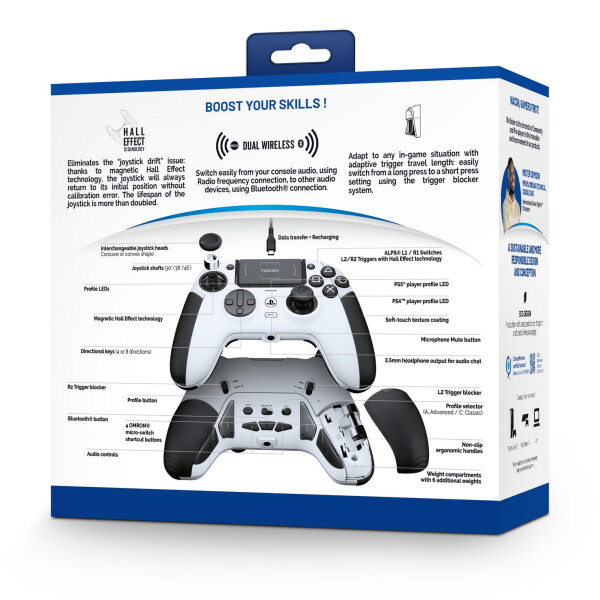 NACON Revolution 5 Pro Officially Licensed PlayStation Wireless Gaming Controller for PS5 / PS4 / PC - Hall Effect, Trigger Stops, Mappable Buttons - White - 21