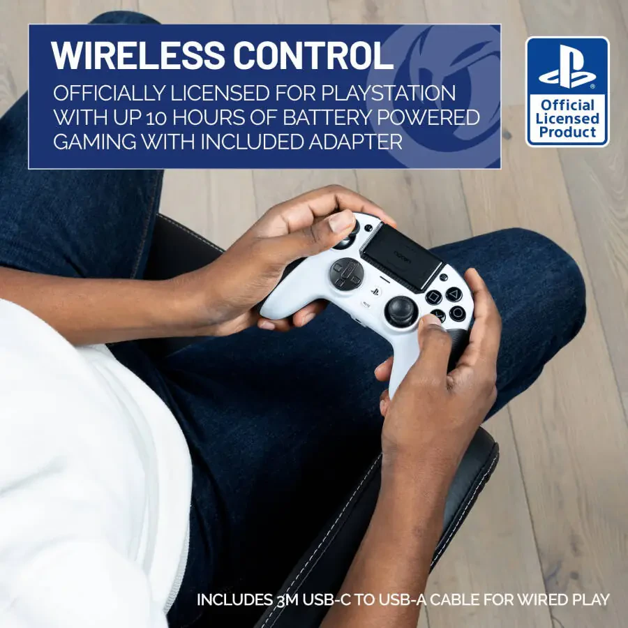 NACON Revolution 5 Pro Officially Licensed PlayStation Wireless Gaming Controller for PS5 / PS4 / PC - Hall Effect, Trigger Stops, Mappable Buttons - White - 1