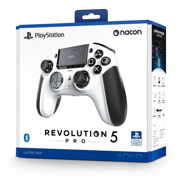 NACON Revolution 5 Pro Officially Licensed PlayStation Wireless Gaming Controller for PS5 / PS4 / PC - Hall Effect, Trigger Stops, Mappable Buttons - White - 7