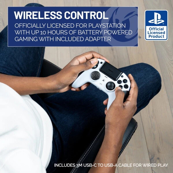 NACON Revolution 5 Pro Officially Licensed PlayStation Wireless Gaming Controller for PS5 / PS4 / PC - Hall Effect, Trigger Stops, Mappable Buttons - White-WHITE - Modazone