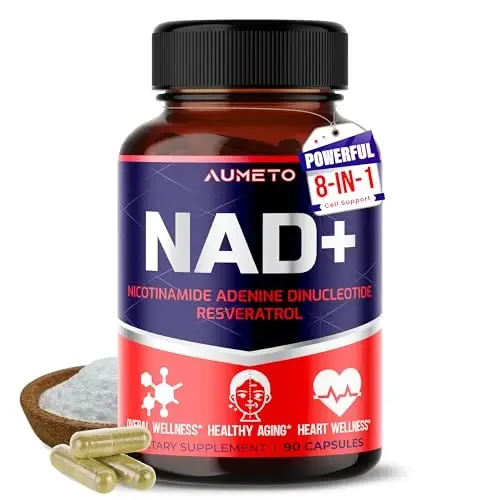 NAD+ 350mg Trans-Resveratrol, Quercetin & Rhodiola bilan – Hujayra energiyasi, Sogʻlom qarish va Yurak salomatligi – 150 kapsula – GMOsiz, AQShda ishlab chiqarilgan - AUMETO