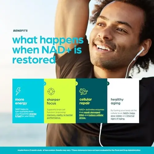 NAD qo'shimchasi 8,457 mg Extra Strength Liposomal, Ayollar va erkaklar uchun yashil choy + Astaxanthin, Resveratrol, CoQ10, Alpha Lipoic Acid - THINBI (1)