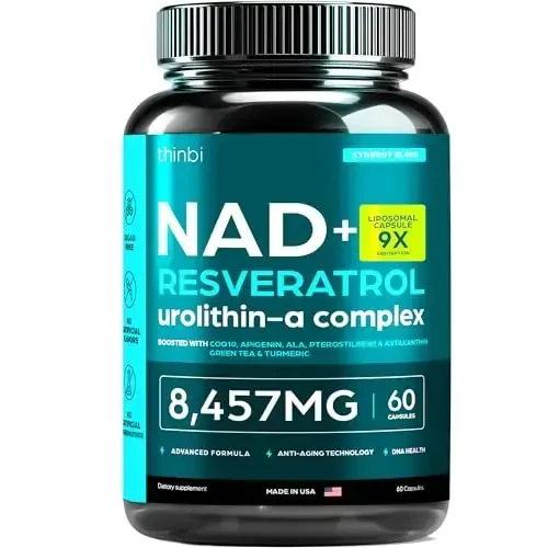 NAD qo'shimchasi 8,457 mg Extra Strength Liposomal, Ayollar va erkaklar uchun yashil choy + Astaxanthin, Resveratrol, CoQ10, Alpha Lipoic Acid - 1
