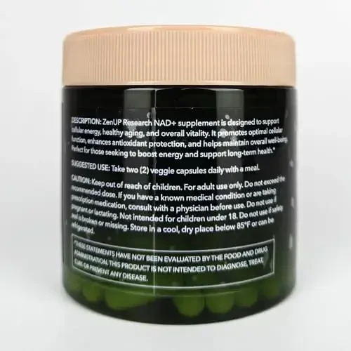 NAD+ qo'shimchasi tadqiqoti | 1100mg Liposomal Nikotinamid Ribosid Resveratrol va Quercetin bilan | Qarishga qarshi, hujayra energiyasi, aqliy fokus | 120 kapsula - 3