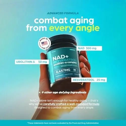 NAD Supplement 8457mg Extra Strength NMN Alternative Liposomal + Green Tea for Women & Men w/Urolithin A, Resveratrol, CoQ10, Alpha Lipoic Acid - 5