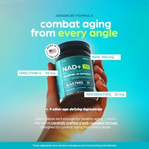 NAD Supplement 8,457 mg Extra Strength Liposomal, Green Tea + Astaxanthin for Women & Men, Resveratrol, CoQ10, Alpha Lipoic Acid - 3