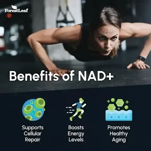 NAD+ Supplement - 500mg of Pure NAD Plus for Energy, Focus, Skin & Anti-Aging Support - Gluten Free Non-GMO NAD Supplements for Women & Men (60 Count (Pack of 1), NAD+) - FORESTLEAF (1)