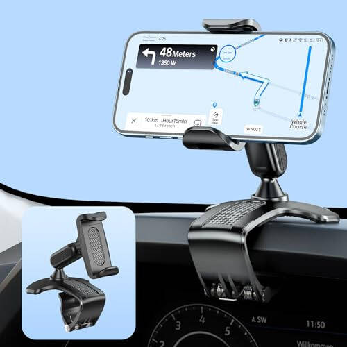 NADRQQE Ko‘p Funktsiyali Avtomobil Torpedosi Mobil Telefon Tutqichi, 360 Gradus Aylanish Universal Torpedo Klipi Mobil Telefon O‘rnatiladigan Qurilmasi 4-7 dyuymli Smartfonlar Uchun (Qora) - 1
