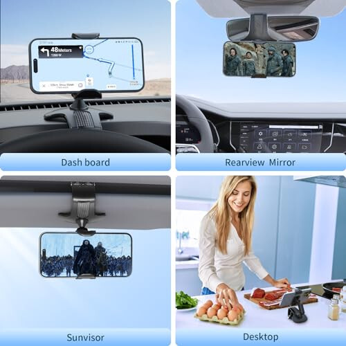 NADRQQE Ko‘p Funktsiyali Avtomobil Torpedosi Mobil Telefon Tutqichi, 360 Gradus Aylanish Universal Torpedo Klipi Mobil Telefon O‘rnatiladigan Qurilmasi 4-7 dyuymli Smartfonlar Uchun (Qora) - 6