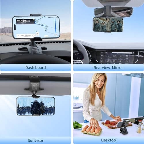 NADRQQE Ko‘p Funktsiyali Avtomobil Torpedosi Mobil Telefon Tutqichi, 360 Gradus Aylanish Universal Torpedo Klipi Mobil Telefon O‘rnatiladigan Qurilmasi 4-7 dyuymli Smartfonlar Uchun (Qora) - 6