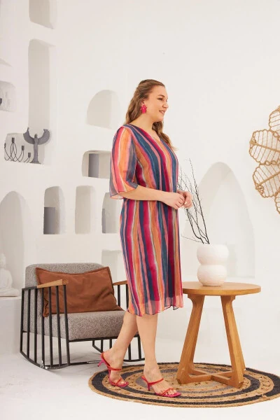 Nafis va Qulay: Ayollar uchun katta o'lchamli ko'k rangli shifon ko'ylak - 3