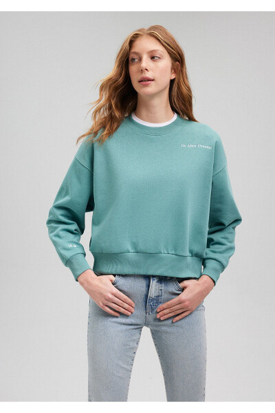 Nakış Detaylı Yeşil Sweatshirt 1s10074-71823 - 23