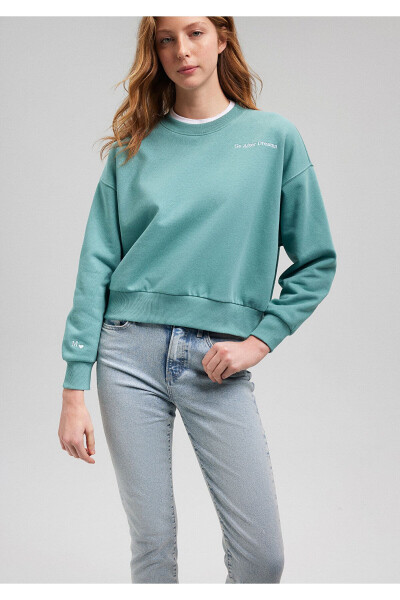 Nakış Detaylı Yeşil Sweatshirt 1s10074-71823 - 15