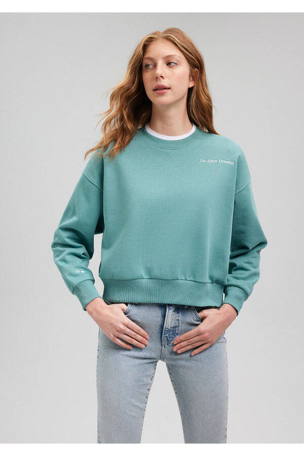 Nakış Detaylı Yeşil Sweatshirt 1s10074-71823 - 16