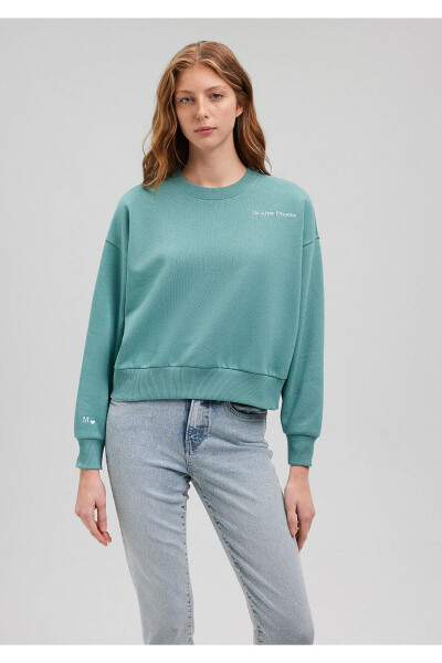 Nakış Detaylı Yeşil Sweatshirt 1s10074-71823 - 3