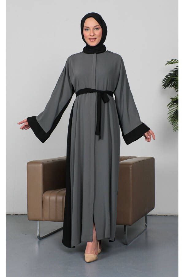 Nakışlı Cupra Kumaş Abaya - 1