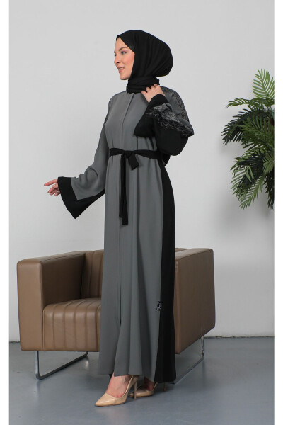 Nakışlı Cupra Kumaş Abaya - 4