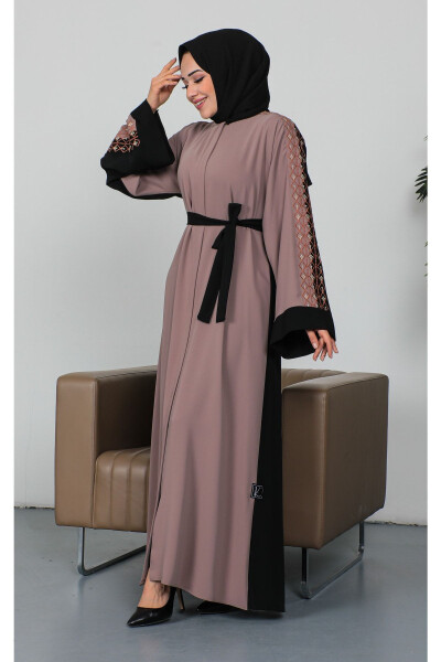 Nakışlı Cupra Kumaş Abaya - 4