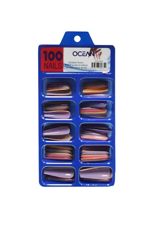 Накладные ногти 100шт. в коробке Балерина Протез Ноготь - 869-869 Цветные - OCEAN