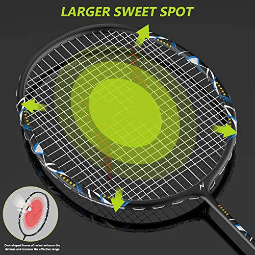 Nalax Badminton Set,2 Player Badminton Rackets Carbon Fiber Badminton Racquet with 3 Shuttlecocks and 1 Carrying Bag,Badminton Backyard Games for Outdoor,Garden,Beach,Family Fun Game - 2