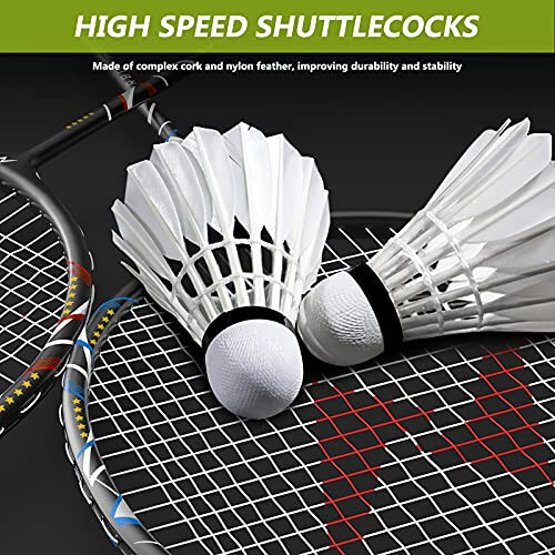 Nalax Badminton to'plami, 2 o'yinchi uchun Badminton raketkalari, 3 Shuttlecock va 1 ta tashish sumkasi bilan uglerod tolali Badminton raketkasi, ochiq havoda, bog'da, plyajda, oilaviy qiziqarli o'yin uchun Badminton hovlisi o'yinlari - 6