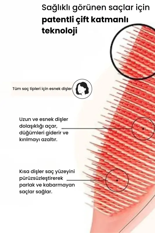 Nam tozalash uchun katta shaftoli soch cho'tkasi - TANGLE TEEZER