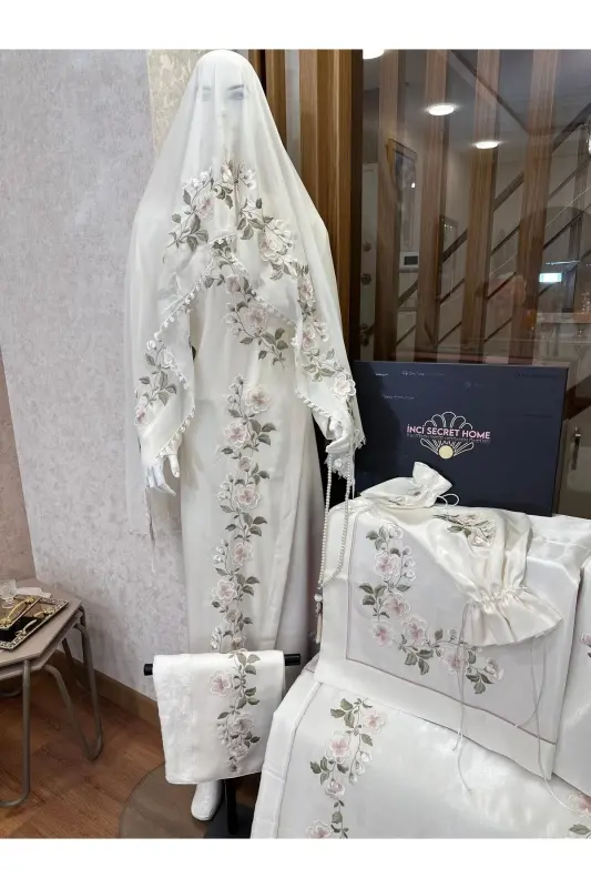 Namaz elbisesi Ve baş örtüsü - krem - 7