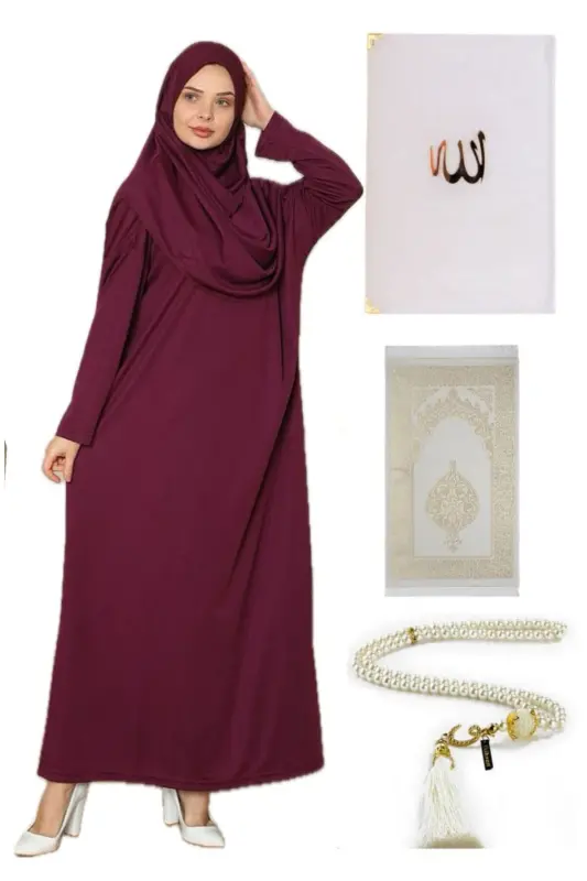 Namaz Seti Namaz Elbisesi Seccade Inci Tesbih-mürdüm - 1