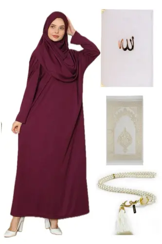 Namaz Seti Namaz Elbisesi Seccade Inci Tesbih-mürdüm 