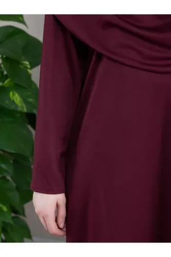 Namaz uchun mo'ljallangan ro'mol va bir qismli namoz libosi - OCHIQ BORDO - 3