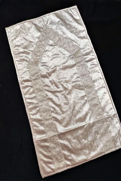 Namazlik Mahmali Yagona Namazlik Frantsuz Dantelli Pudra - 1