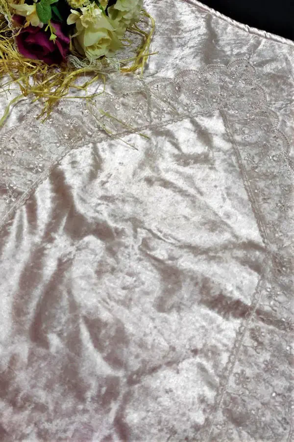 Namazlik Mahmali Yagona Namazlik Frantsuz Dantelli Pudra - 2