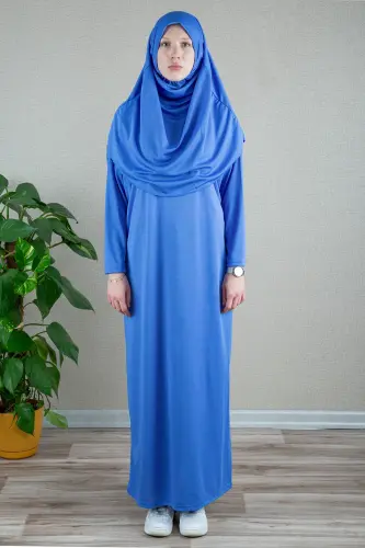 Namazlik Namoz Libosi Bir qism Bosh kiyim Bilan birga-KO'K - 1