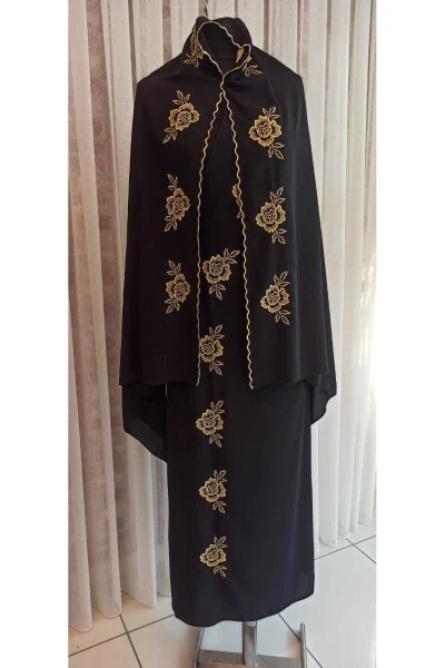 Намазное платье и хиджаб из шелка с вышивкой из Медины, Шелковый халат, Молитвенное платье и халат для приданого - 4