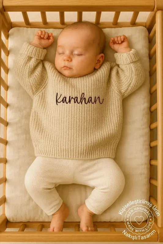 Name Embroidered Unisex Baby-Children's Bicycle Collar Knitted Sweater Baby Gift Personalized Sweater-Embroidered Stone - 1